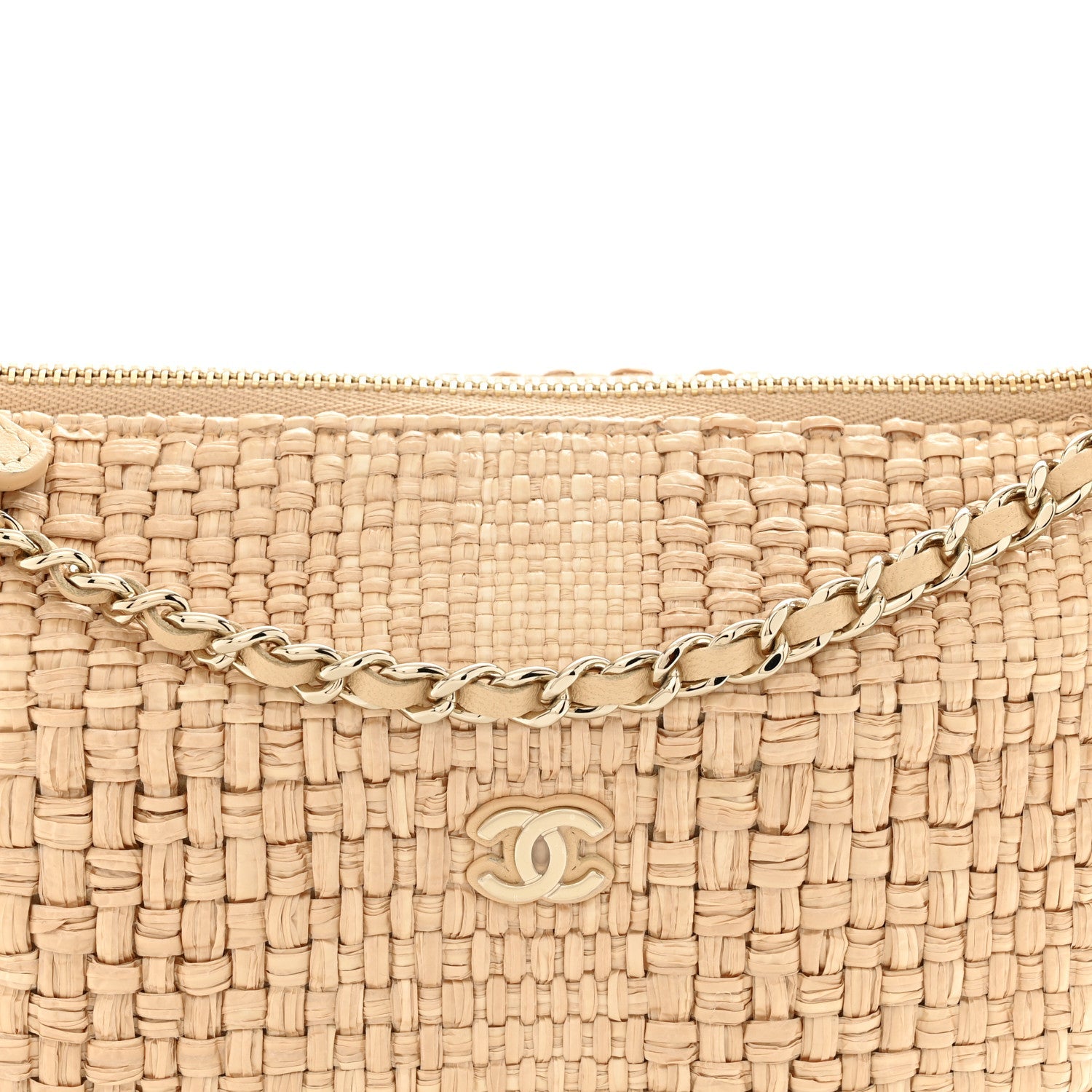 Raffia Other Shape With Chain Beige