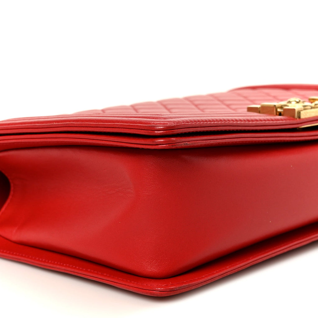 Lambskin Quilted New Medium Boy Flap Red