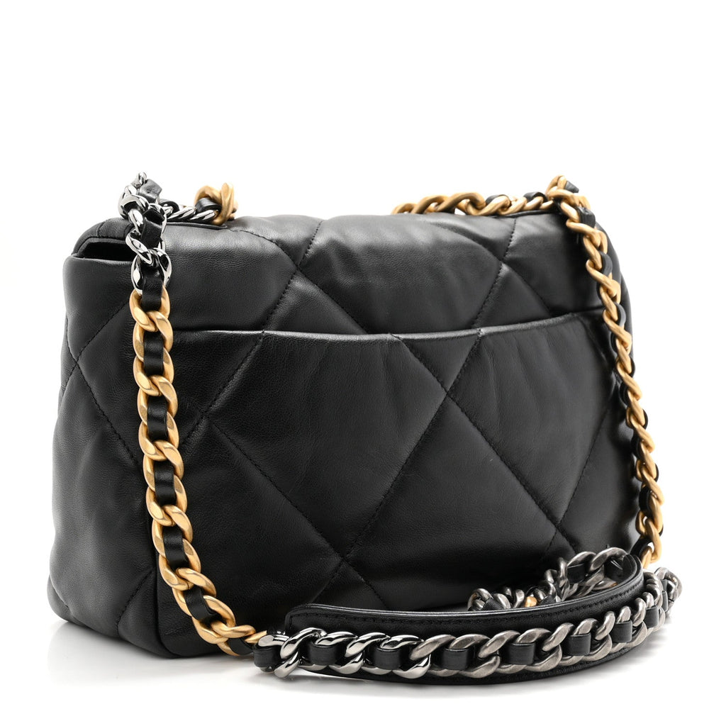 Goatskin Quilted Medium Chanel 19 Flap Black