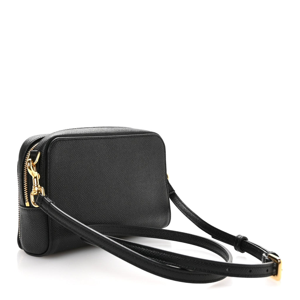 Grained Calfskin Caro Double Pouch Black