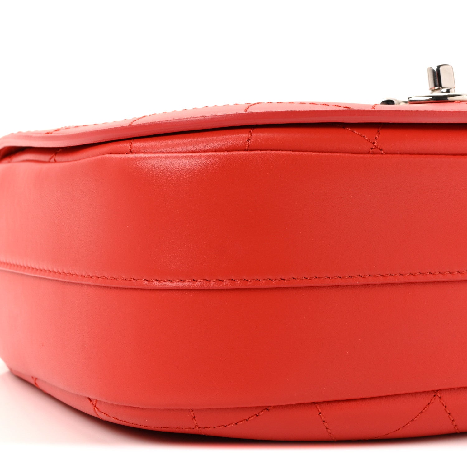 Calfskin Stitched Small Ring My Bag Flap Crossbody Red