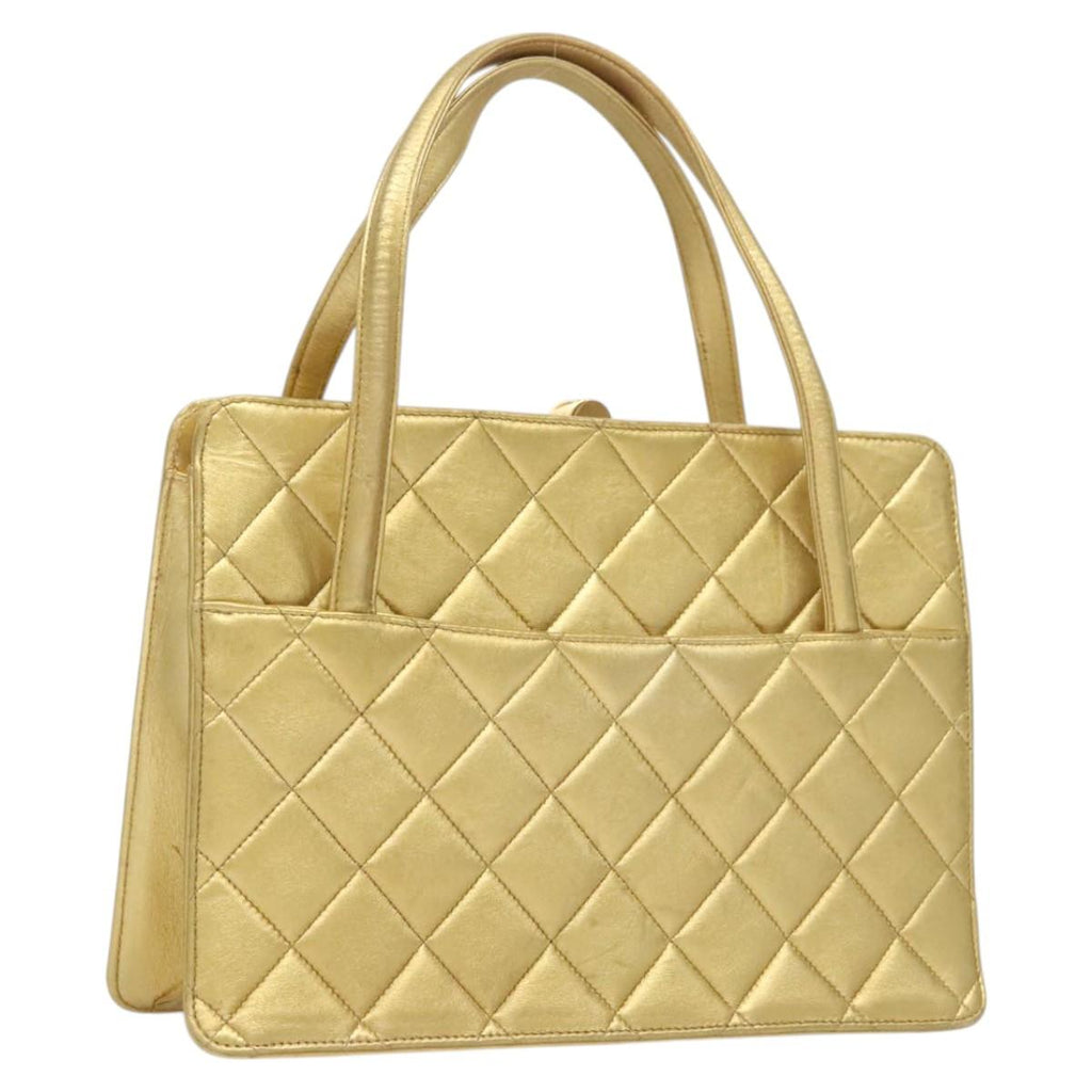 Chanel Matelassé Lambskin Leather Gold Leather Handbag (Authentic  )