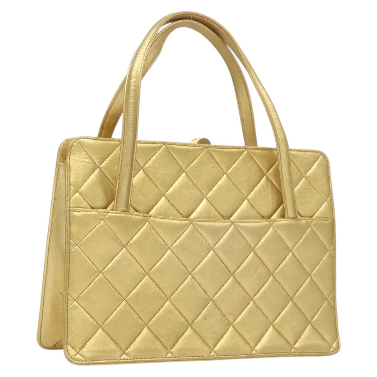 Chanel Matelassé Lambskin Leather Gold Leather Handbag (Authentic  )