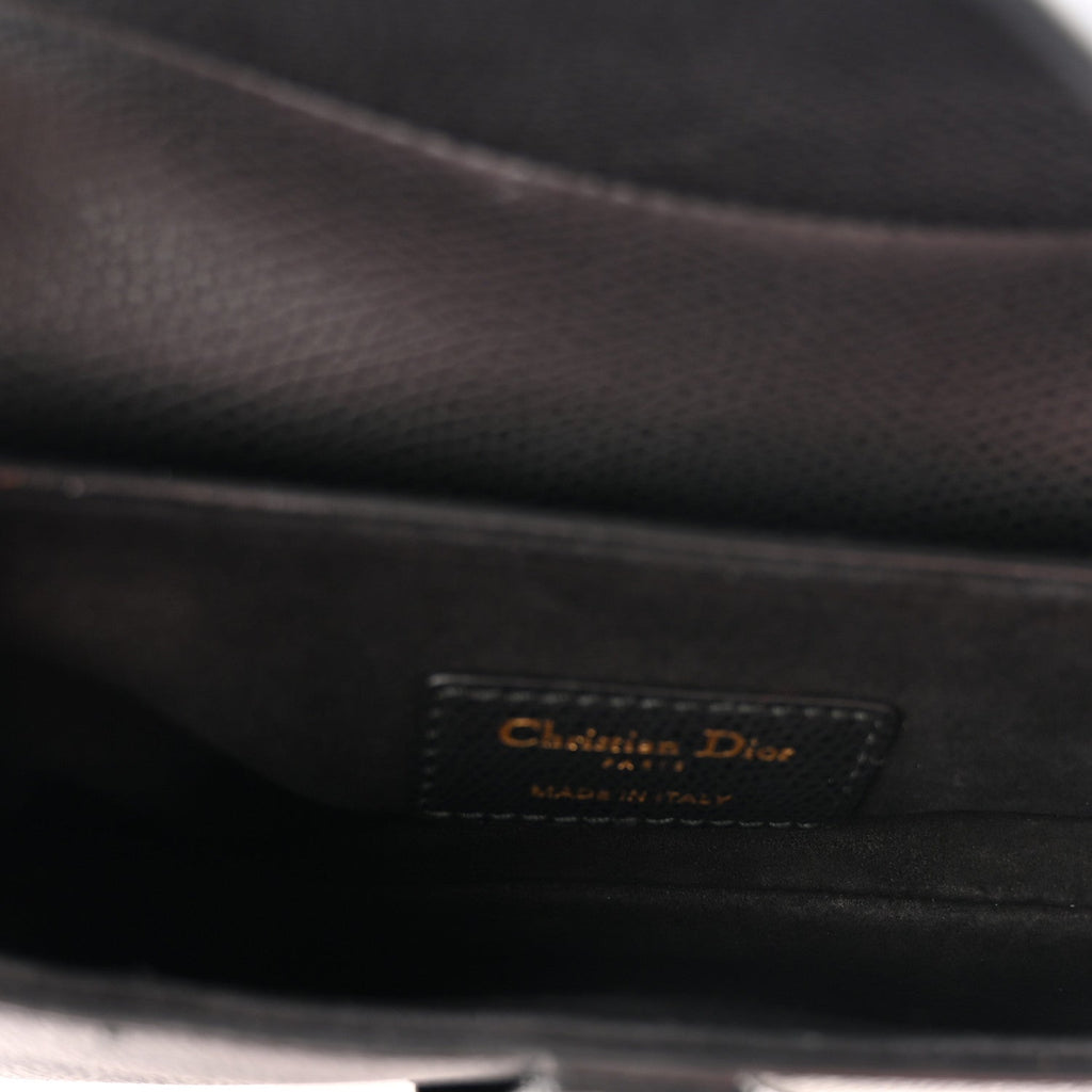 Grained Calfskin Mini Saddle Bag Black