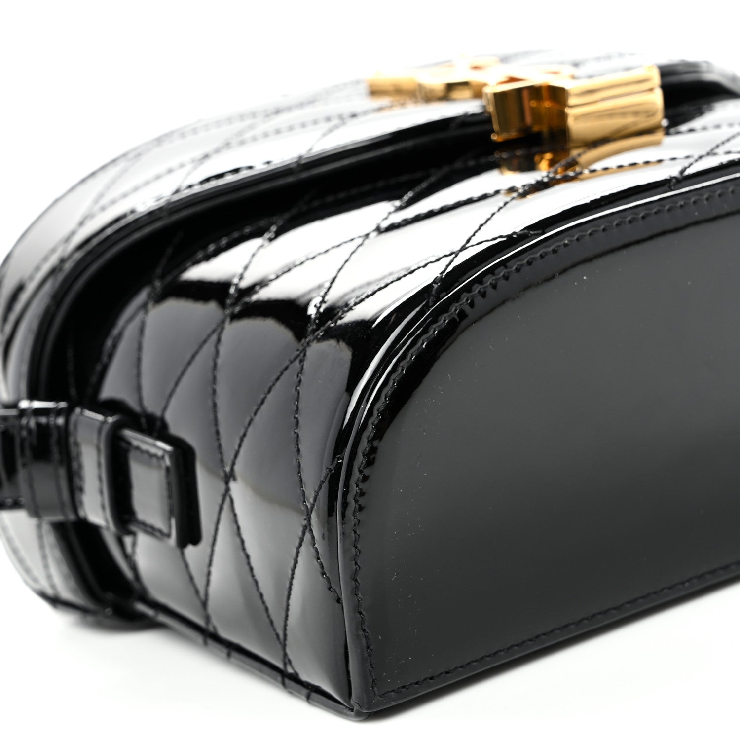Patent Matelasse Monogram June Box Bag Black