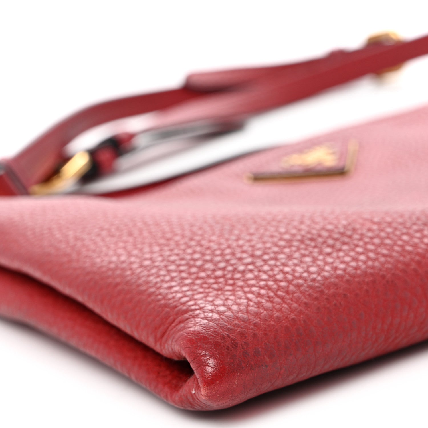 Vitello Daino Zippered Crossbody Bag Rosso