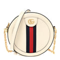 Textured Calfskin Web Mini Ophidia Round Shoulder Bag Mystic White