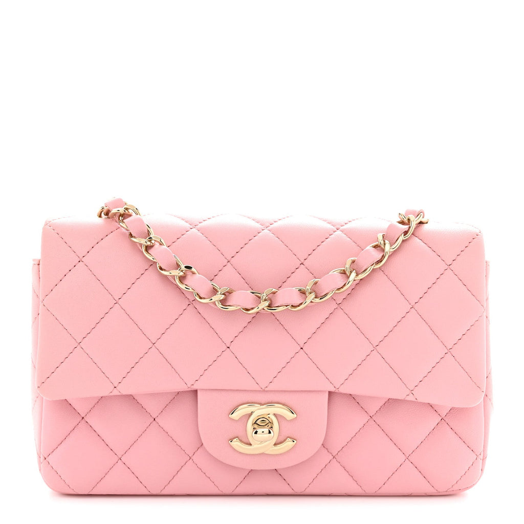 Lambskin Quilted Mini Rectangular Flap Pink