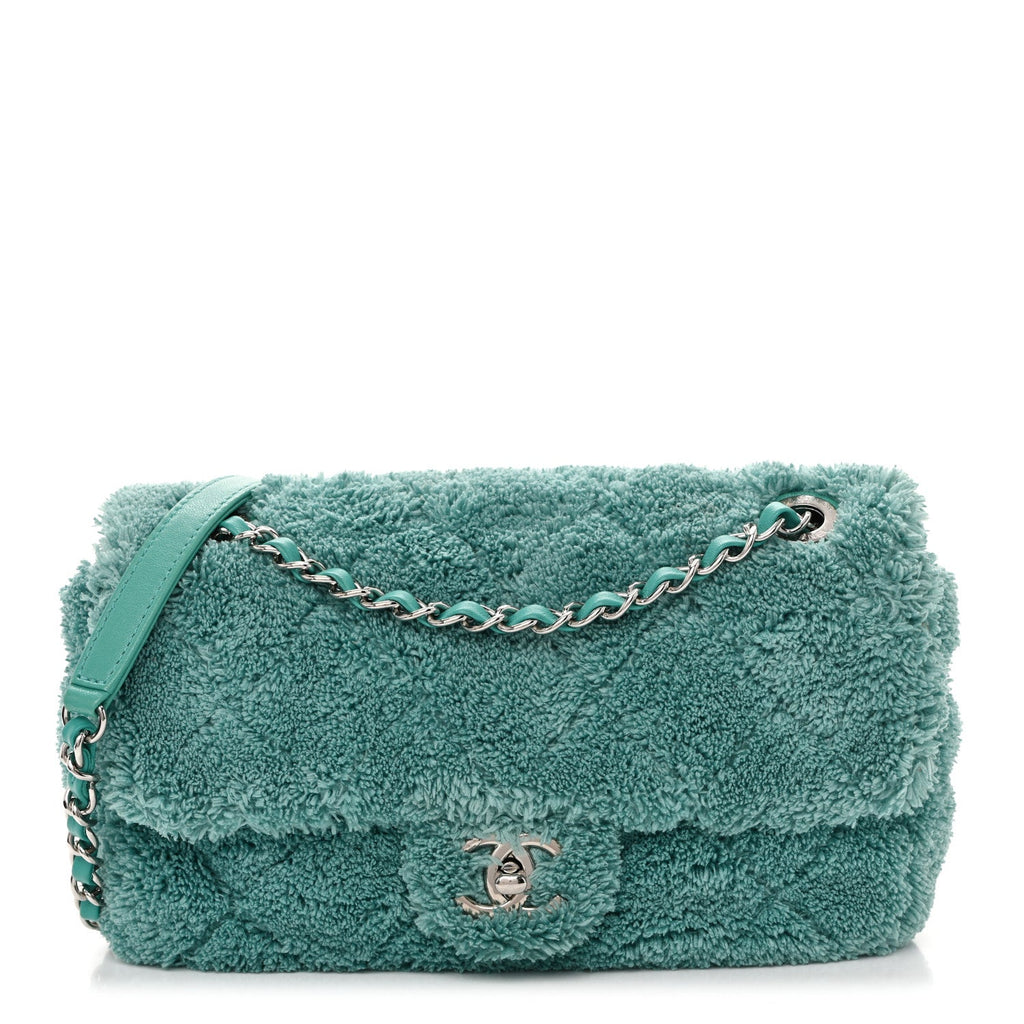 Terry Cotton Quilted Coco Beach Small Single Flap Green