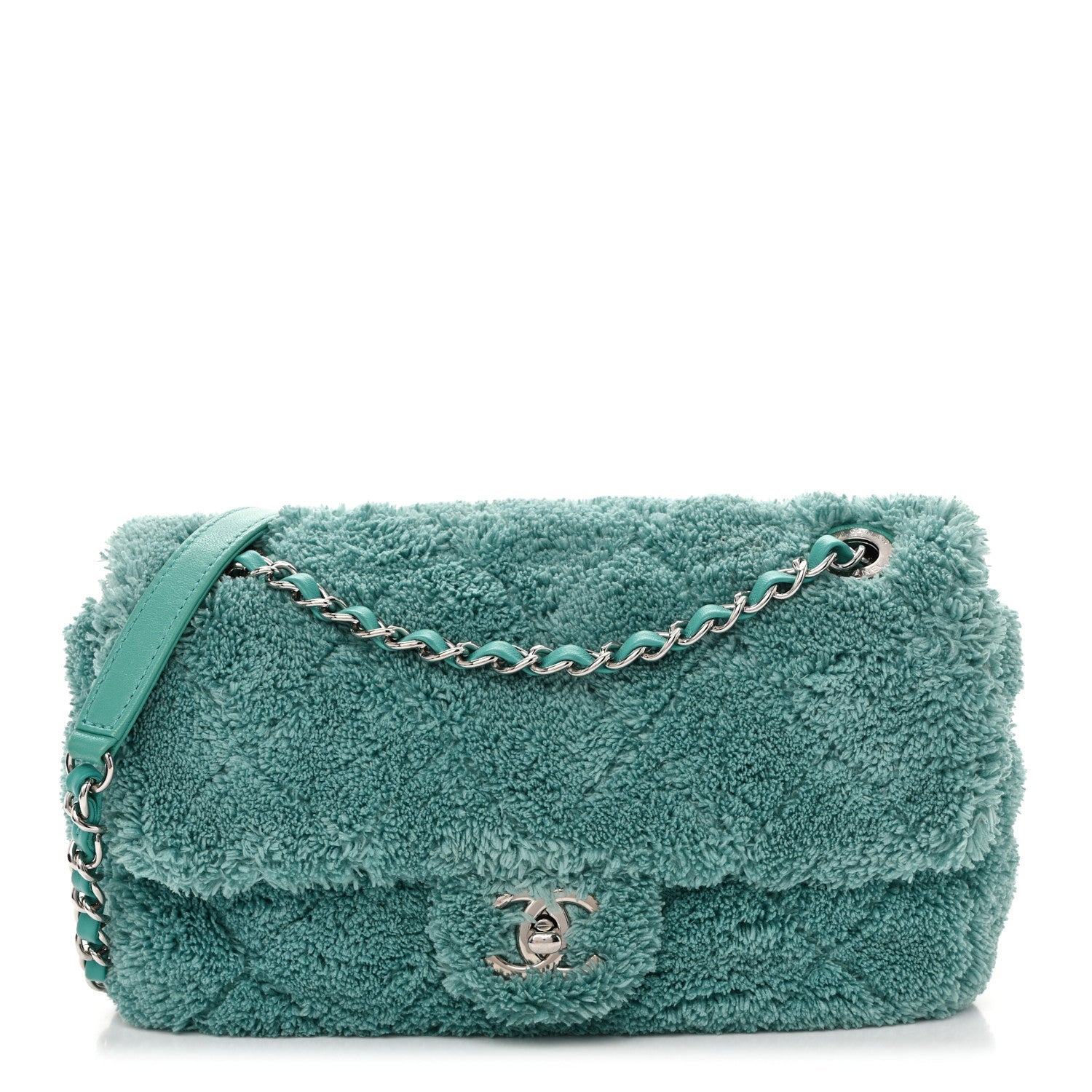 Terry Cotton Quilted Coco Beach Small Single Flap Green