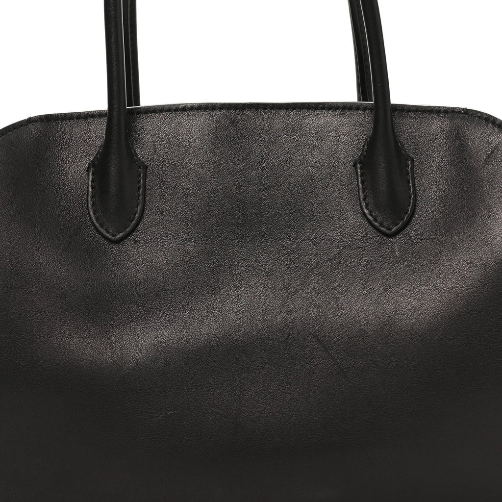 Polished Saddle Calfskin Marlo 12 Tote Bag Black
