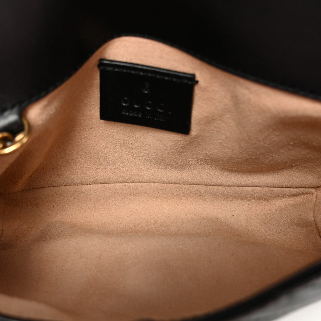 Calfskin Matelasse Super Mini GG Marmont Shoulder Bag Black