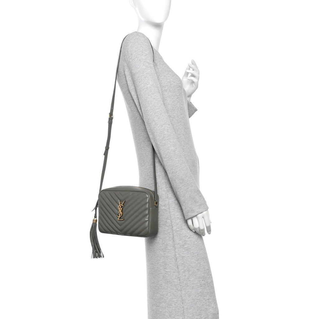 Calfskin Matelasse Monogram Lou Camera Bag Dusty Grey