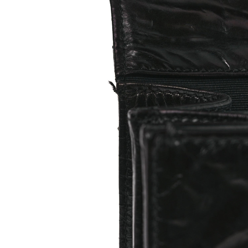 Glazed Calfskin Quilted Rita Top Handle Flap Black
