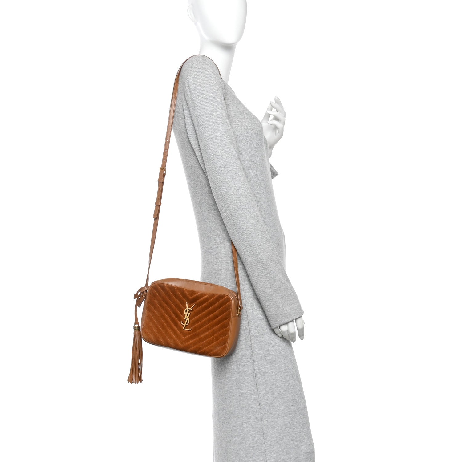 Suede Matelasse Monogram Lou Camera Bag Cinnamon