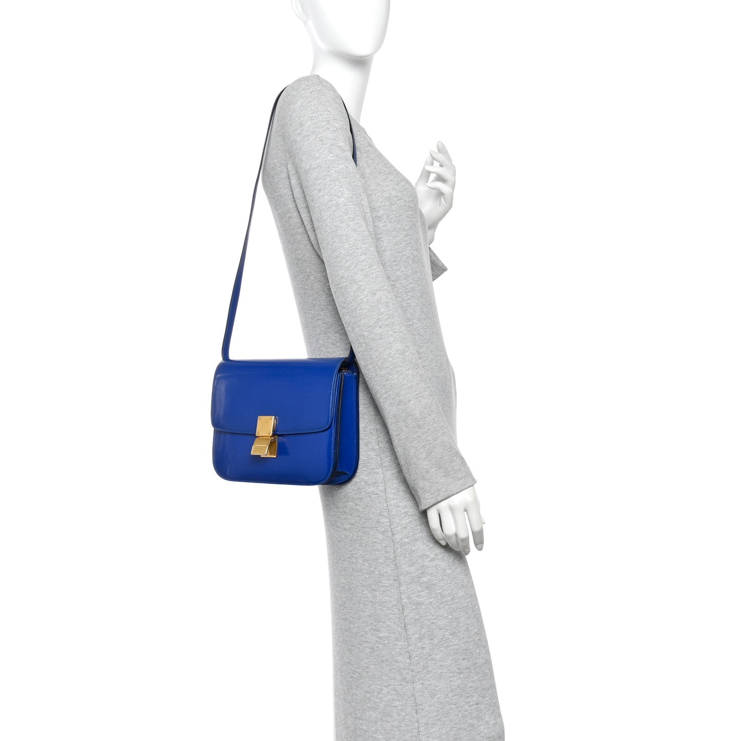 Spazzolato Calfskin Medium Classic Box Flap Bag Royal Blue