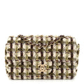 Tweed Quilted Mini Rectangular Flap Green Brown