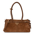 Suede Triangle Medium Bonnie Shoulder Bag Cacao