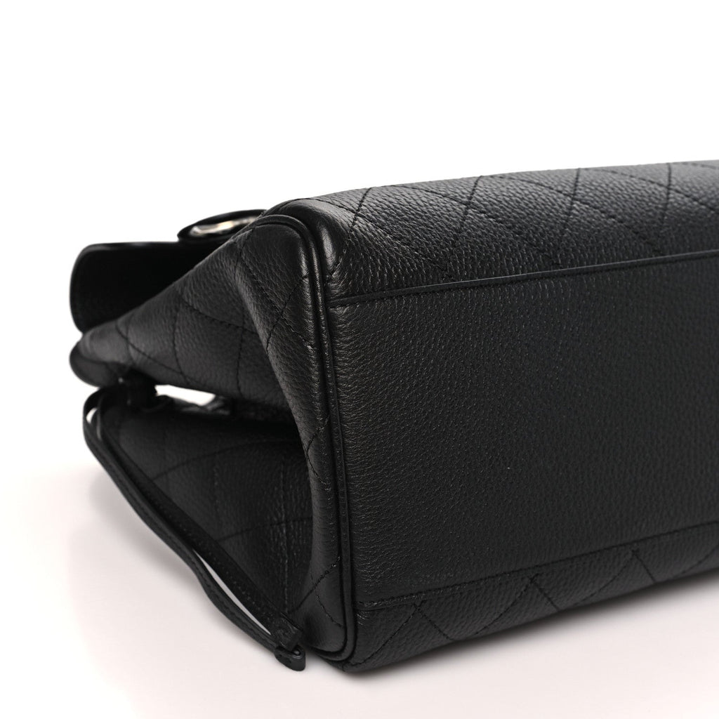 Grained Calfskin Stitched Urban Essentials Large Shopping Bag Black