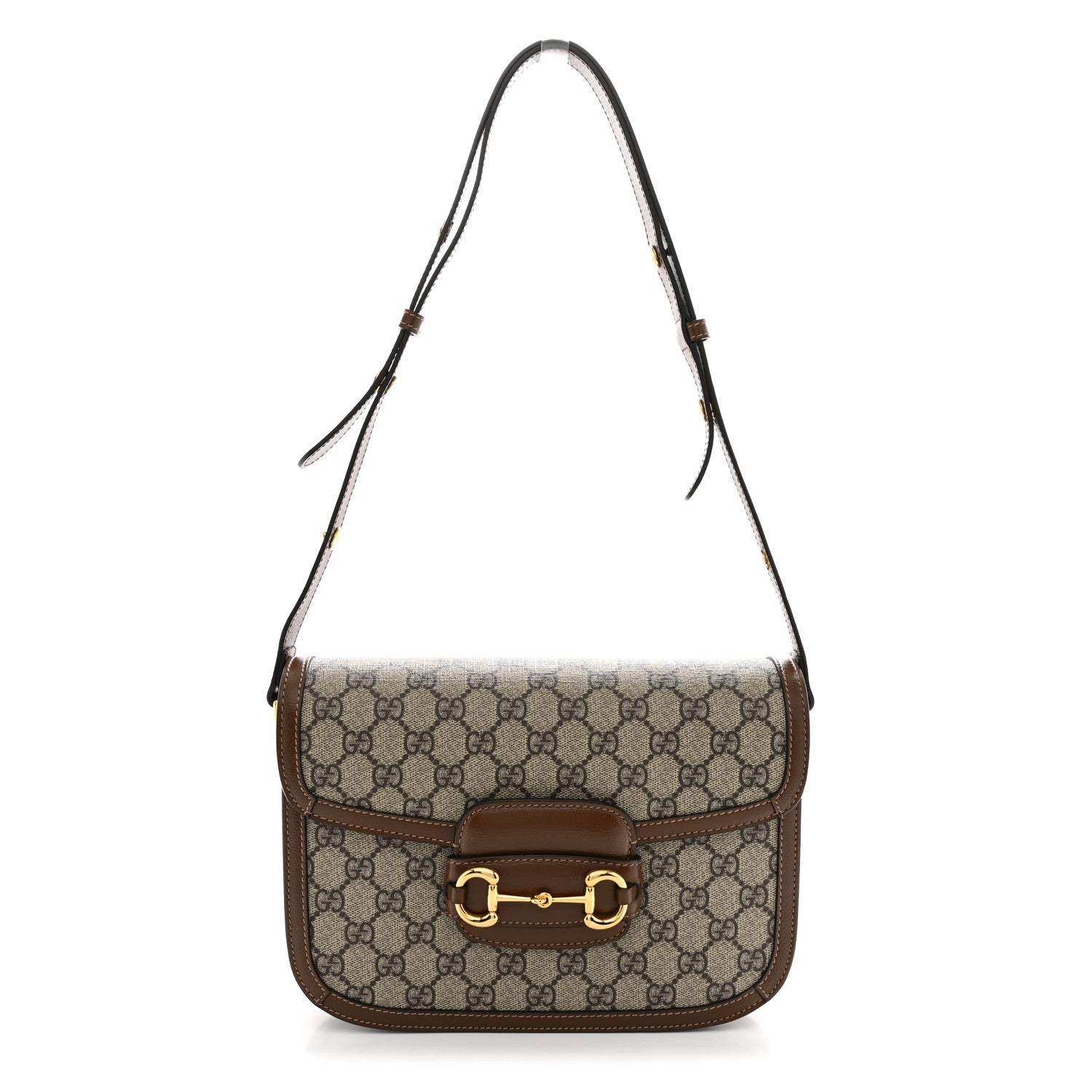 GG Supreme Monogram Horsebit 1955 Shoulder Bag Beige Brown Sugar
