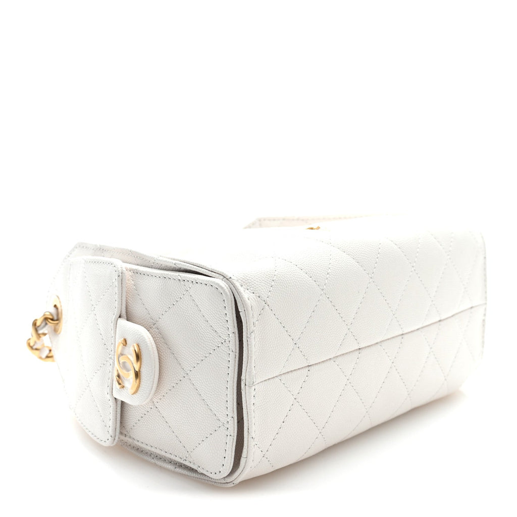 Caviar Quilted Mini Chanel 25 Handbag White