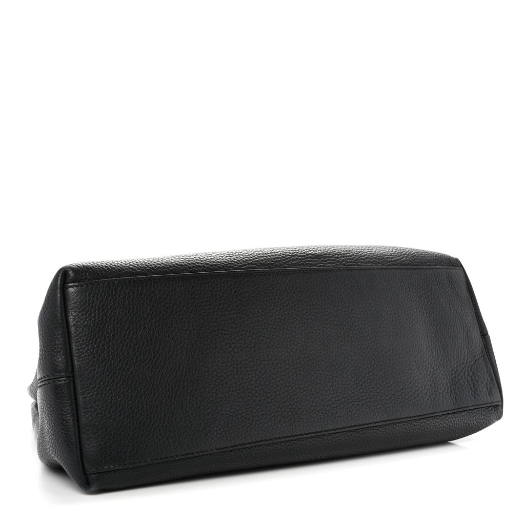 Pebbled Calfskin Medium Soho Chain Shoulder Bag Black