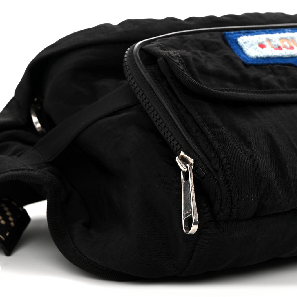 Nylon 80s Logo Patch Belt Bag Black