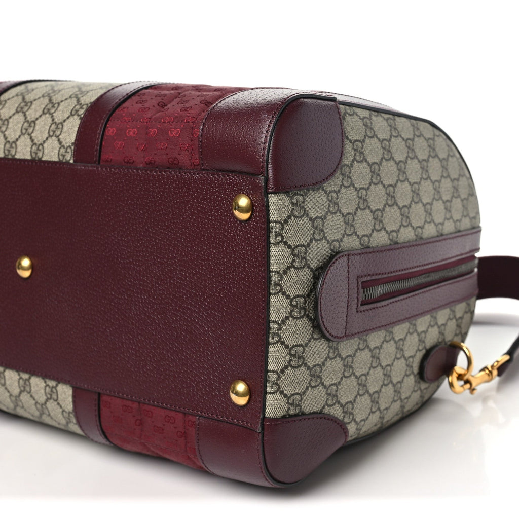 Monogram GG Mignon Textured Dollar Calfskin GG Supreme Monogram Quilted Medium Savoy Duffle Bag Burgundy Beige Ebony