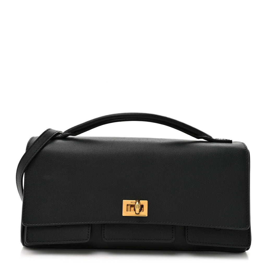 Smooth Calfskin Small Bel Air Clutch On Strap Black