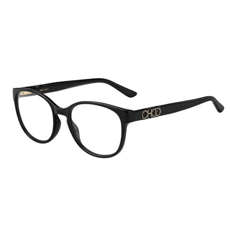 Jimmy Choo Eyeglasses Oval Full Rim, Black Frame and Clear Demo Lenses Lens JC240080700
