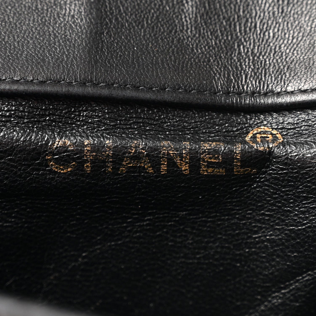 Lambskin Quilted Drawstring Backpack Black