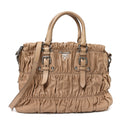 Nappa Gaufre Shopping Satchel Visone