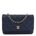 Caviar Quilted CC Turnlock Wallet On Chain WOC Navy Blue