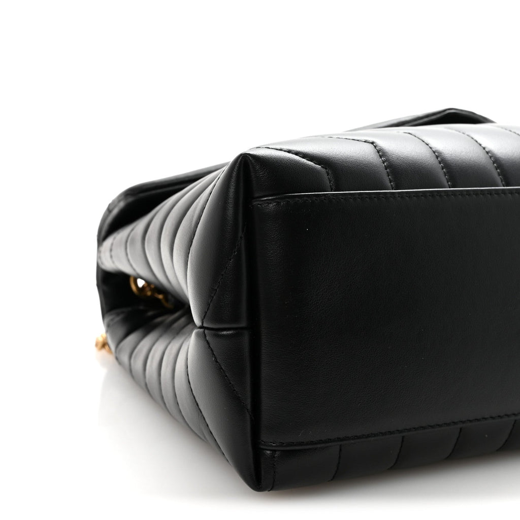 Calfskin Y Quilted Monogram Medium Loulou Chain Satchel Black