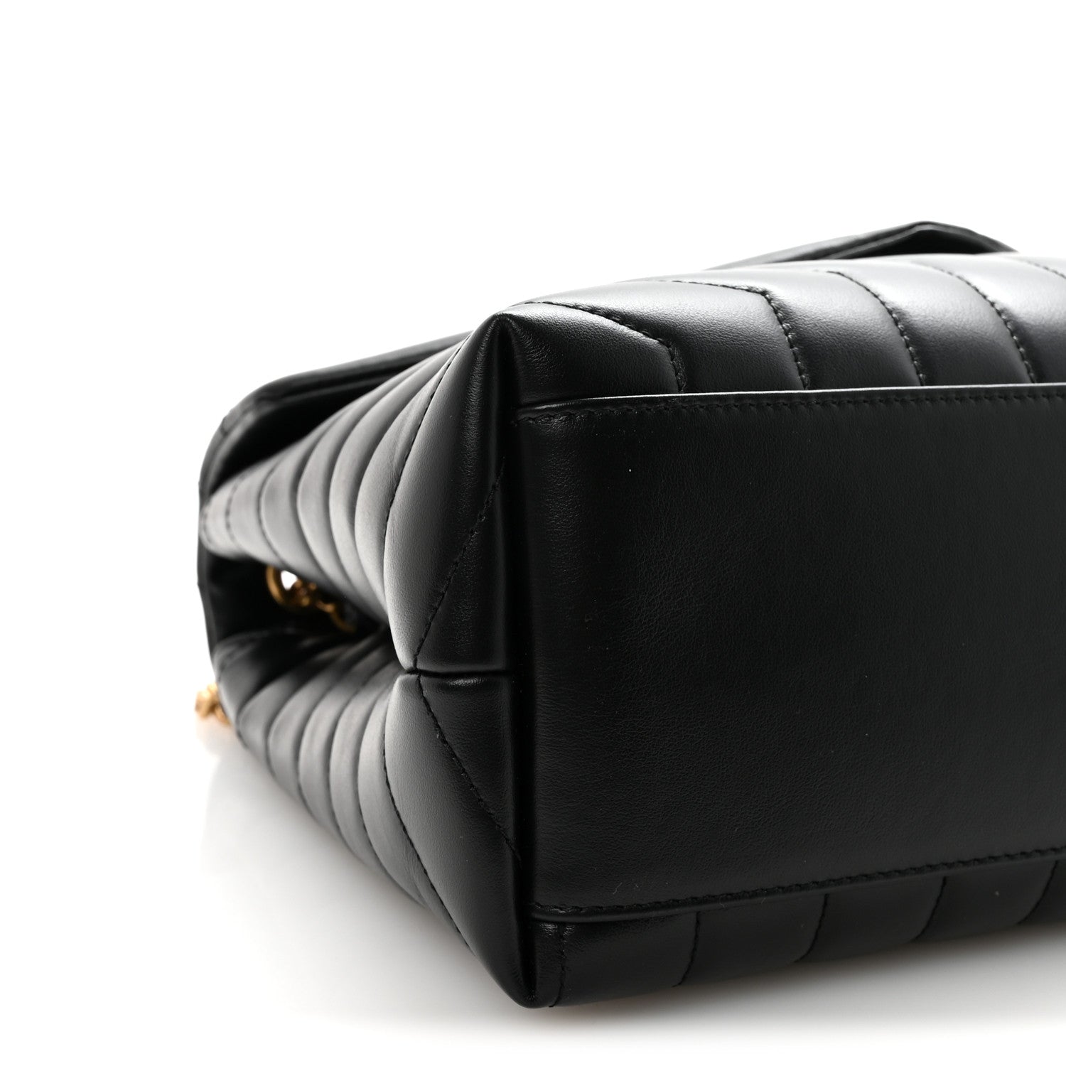 Calfskin Y Quilted Monogram Medium Loulou Chain Satchel Black