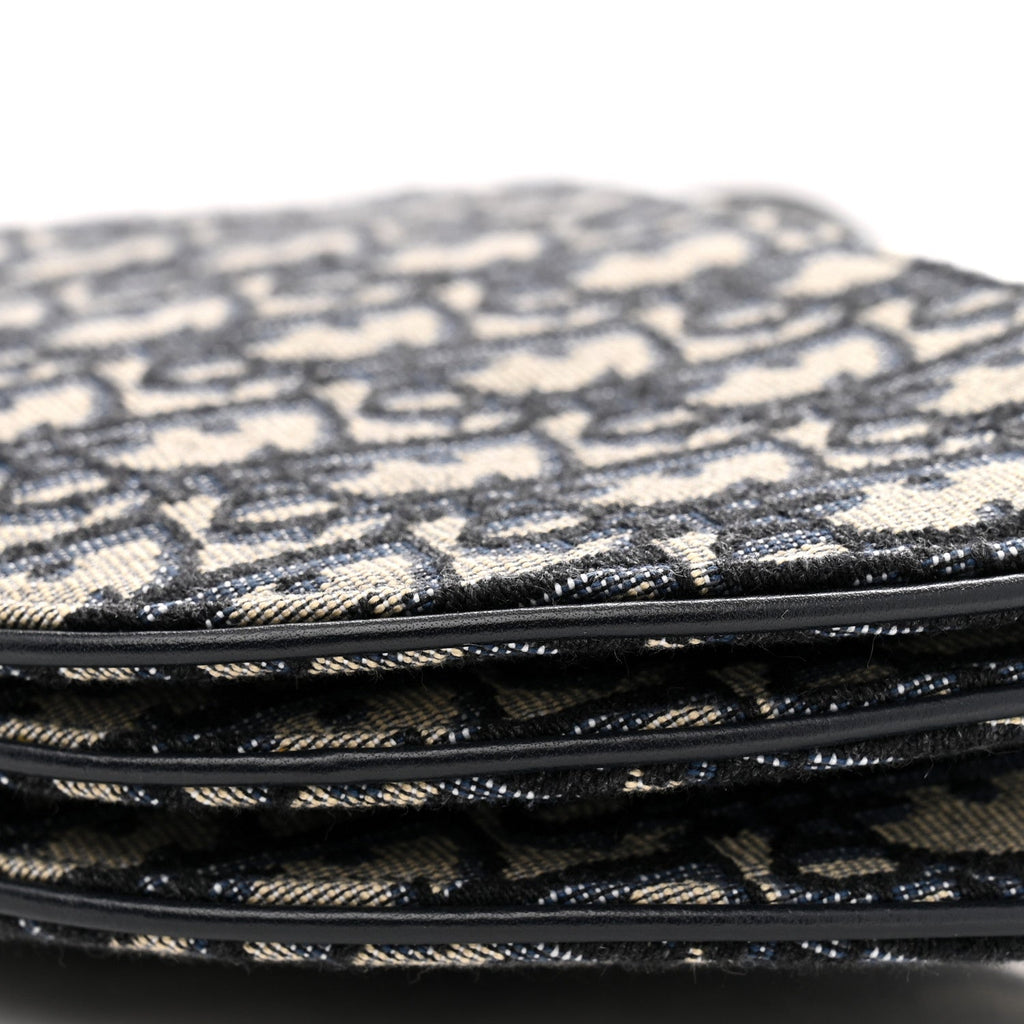Oblique Saddle Pouch With Strap Navy Blue