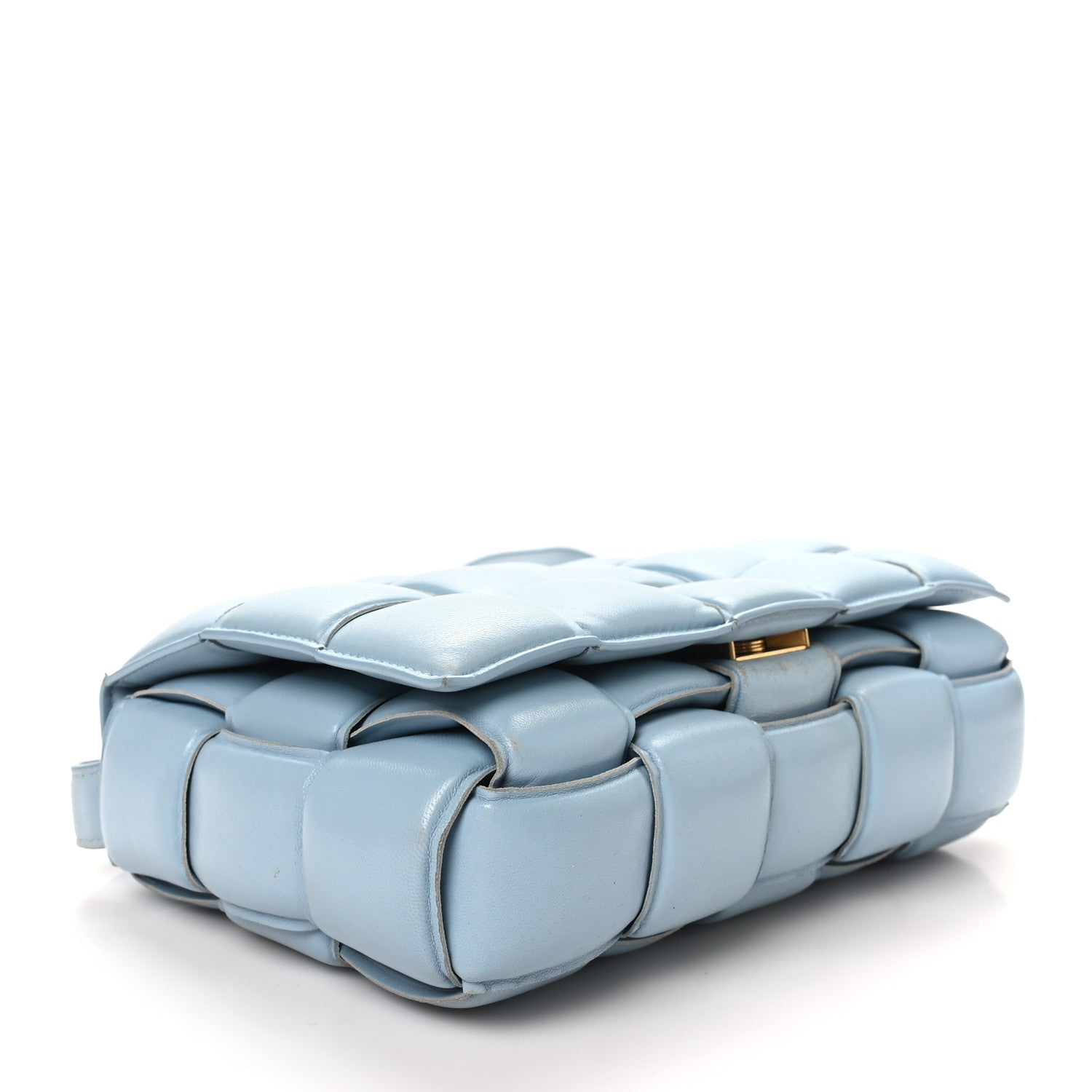 Nappa Maxi Intreccio Padded Cassette Crossbody Bag Ice