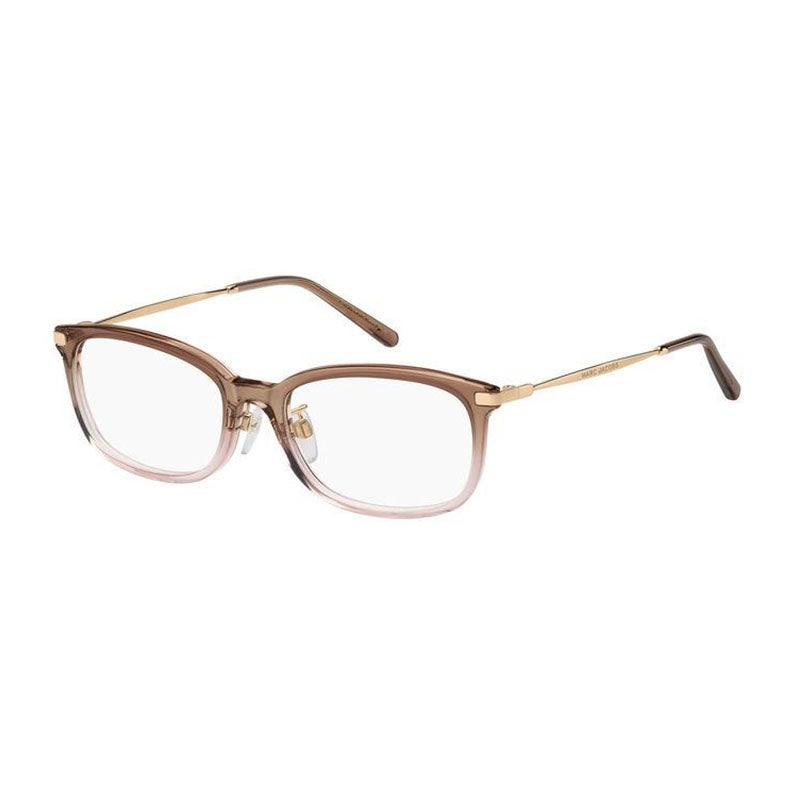 Marc Jacobs Eyeglasses Rectangle Full Rim, Brown to Nude Gradient/Gold Frame and Clear Demo Lenses Lens MARC744/G008M00