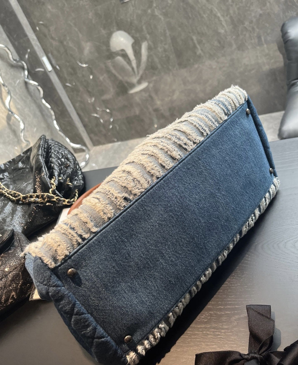 Chanel denim tassel tote bag