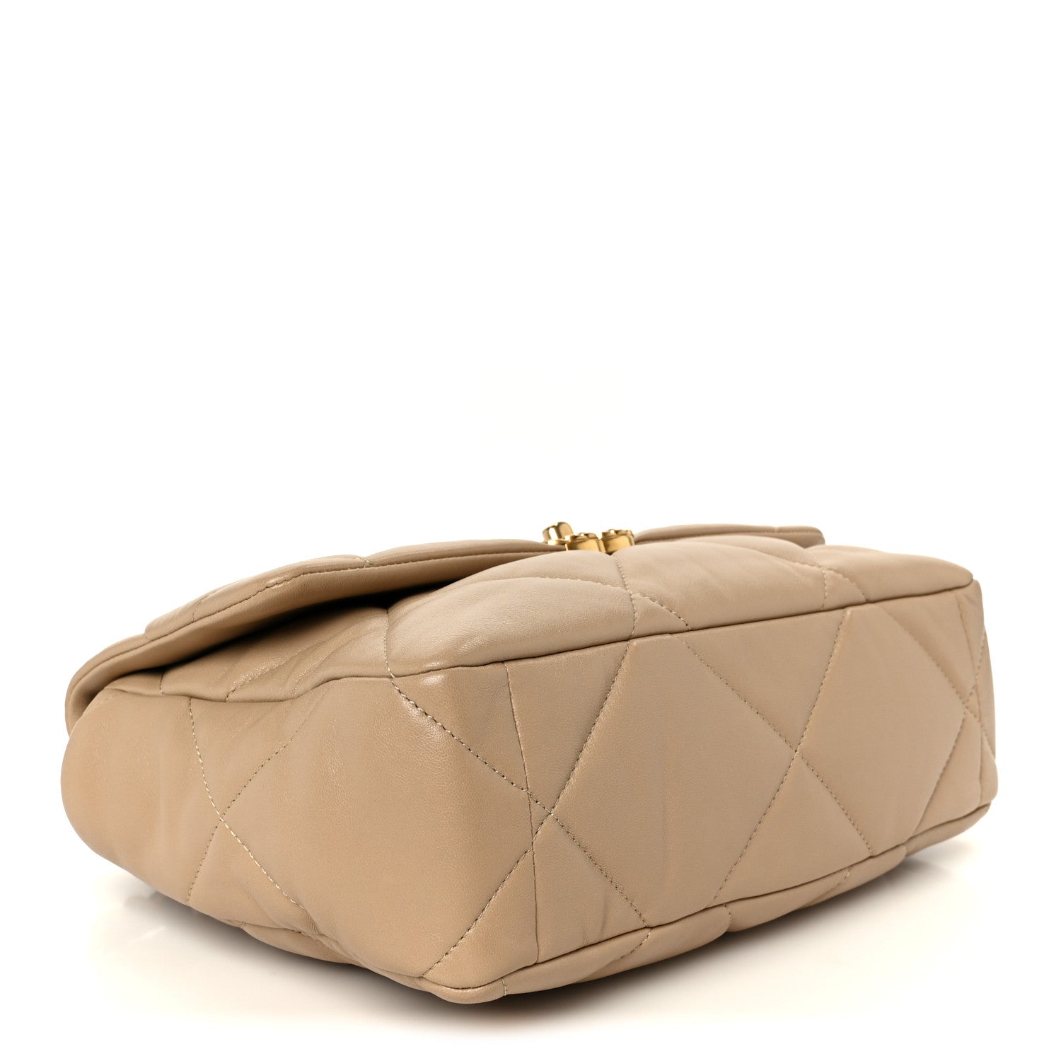 Lambskin Quilted Large Chanel 19 Flap Beige