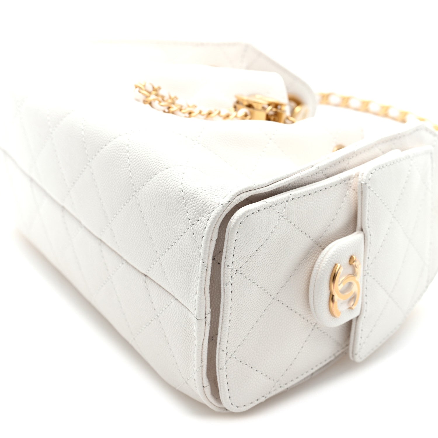Caviar Quilted Mini Chanel 25 Handbag White