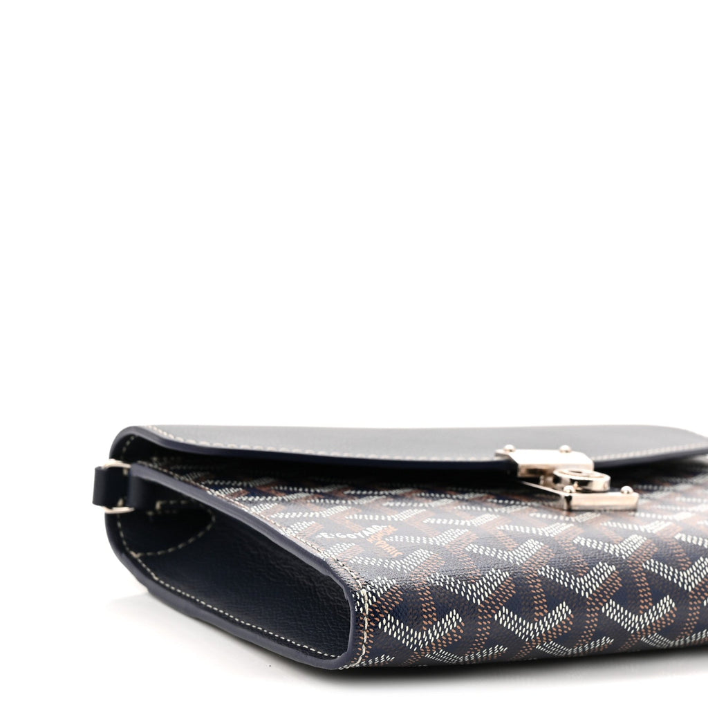 Goyardine Calfskin Chypre Wallet Pouch Navy