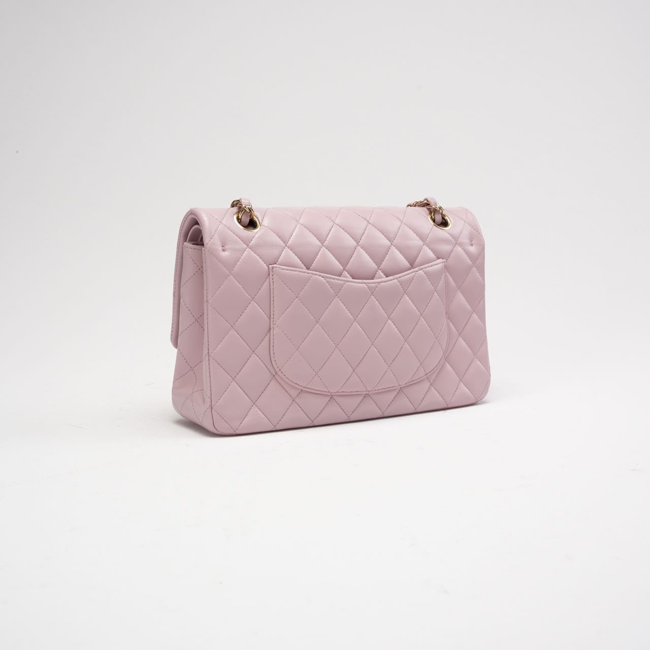 Chanel Pink Quilted Medium Classic Double Flap Bag 2017