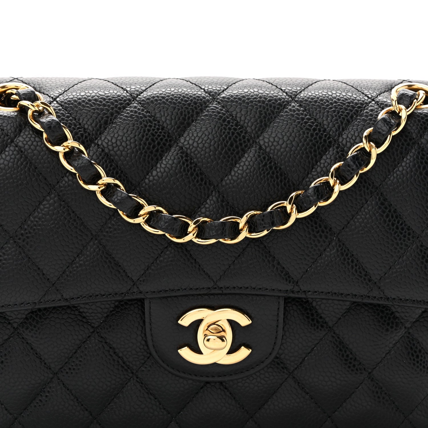 Caviar Quilted Small Double Flap Black