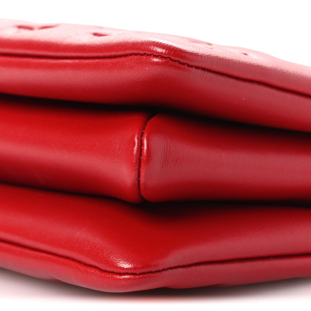 Mother of Pearl Lambskin Embossed Monogram Coussin BB Red Green