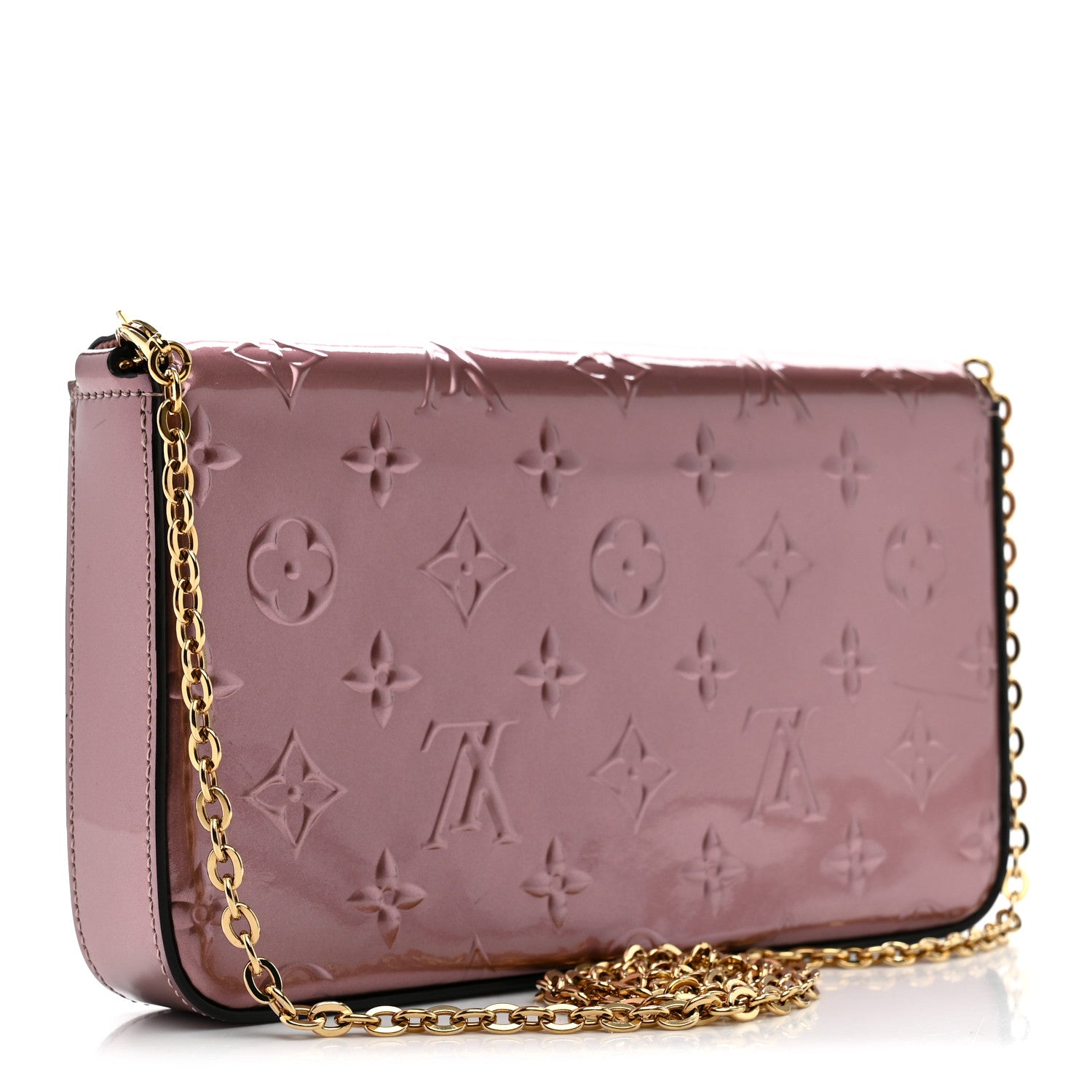 Vernis Pochette Felicie Chain Wallet Metallic Pale Pink