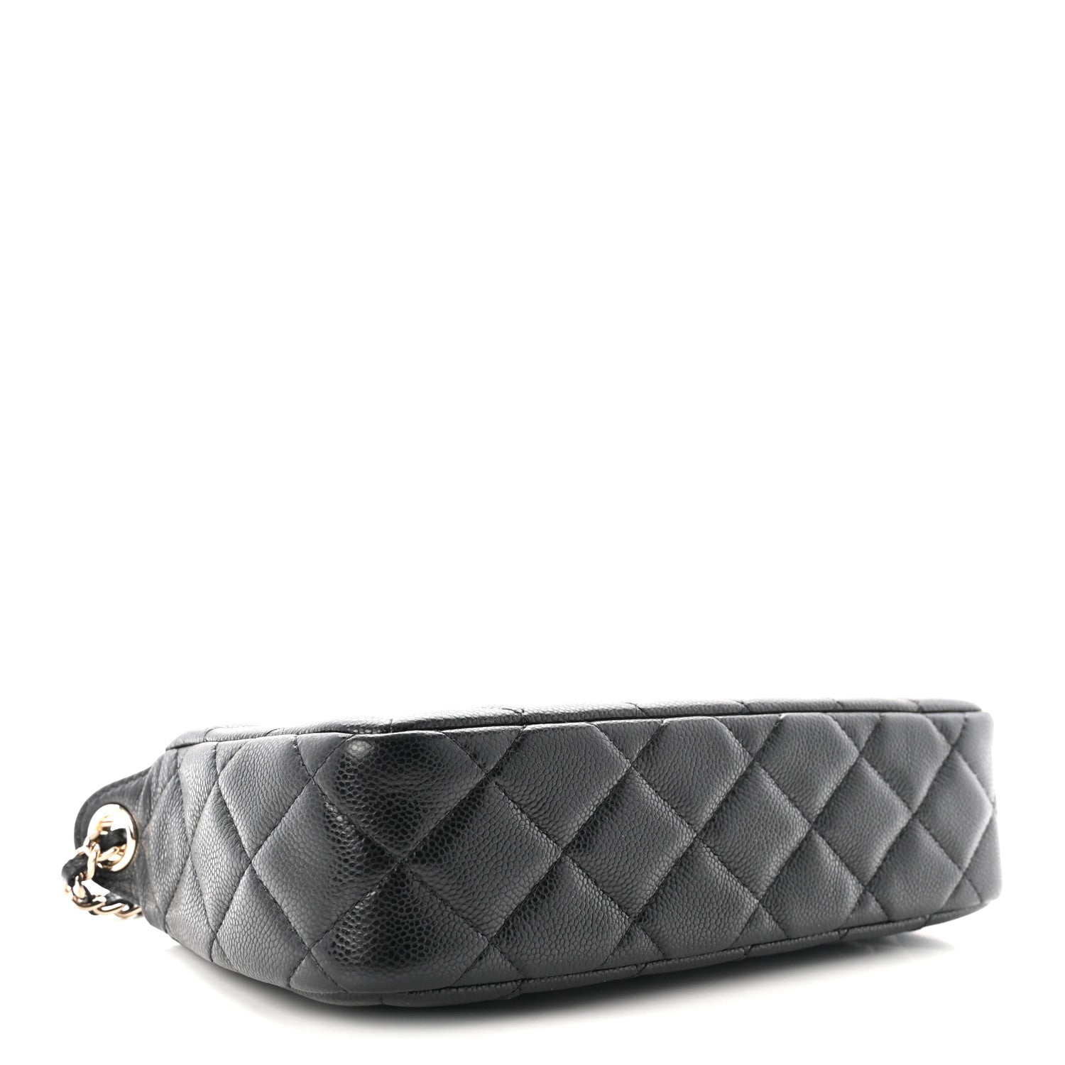 Caviar Quilted Purse With Chain Black