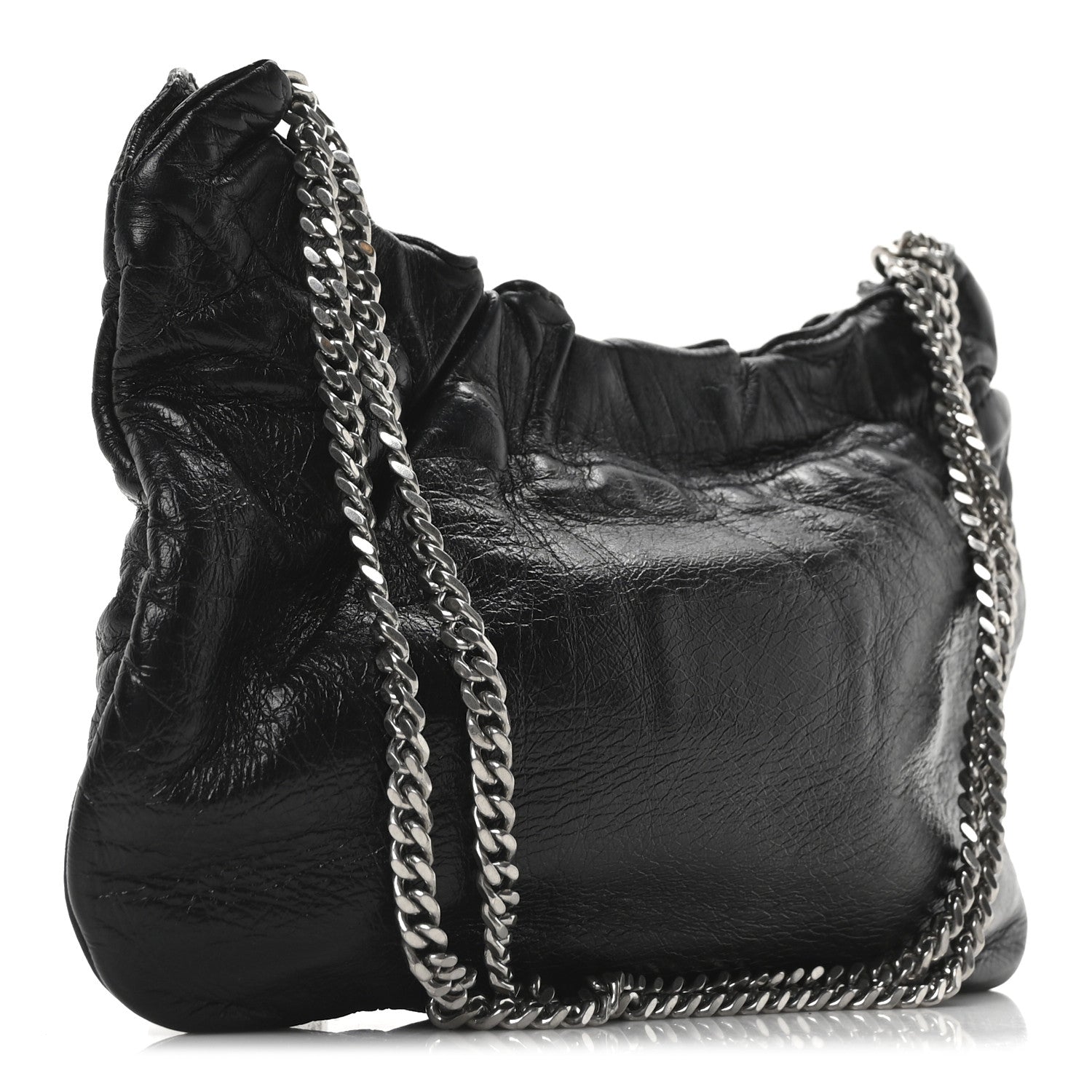 Calfskin Pac Ruched Hobo Black