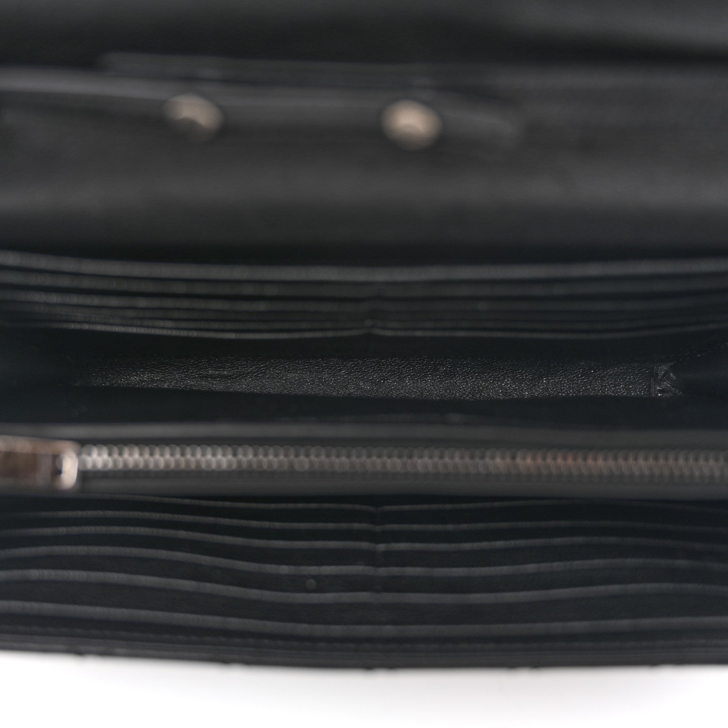 Sheepskin Tri-Quilt Monogram Envelope Chain Wallet Black