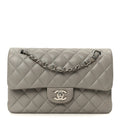 Lambskin Quilted Small Double Flap Grey